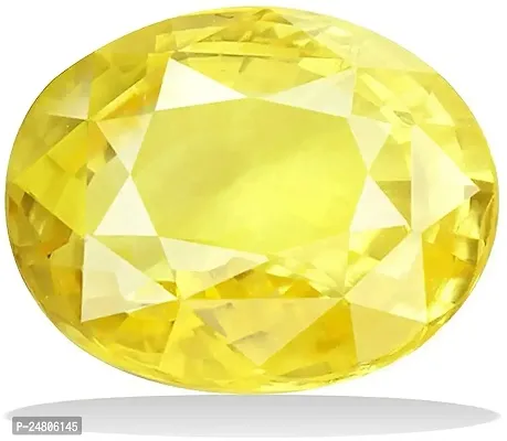 Sidharth Gems 4.50 Ratti Cultured Yellow Sapphire Gemstone Certified Cultured Pukhraj Stone with Lab Certified Card for Astrological Purpose-thumb0