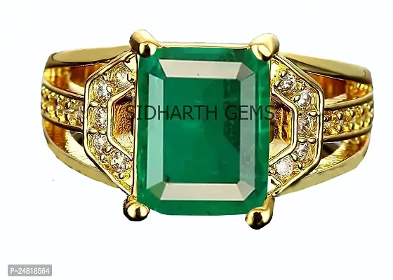 Jemskart 10.25 Ratti 9.00 Carat Certified Natural Emerald Panna Panchdhatu Adjustable Rashi Ratan Gold Plating Ring for Astrological Purpose Men  Women