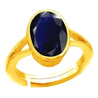 Sidharth Gems 2.25 Ratti 1.00 Carat Lab - Certified Unheated Untreatet AAA+ Quality Natural Blue Sapphire Neelam Gold Adjustable Gemstone Ring for Women's and Men's-thumb2