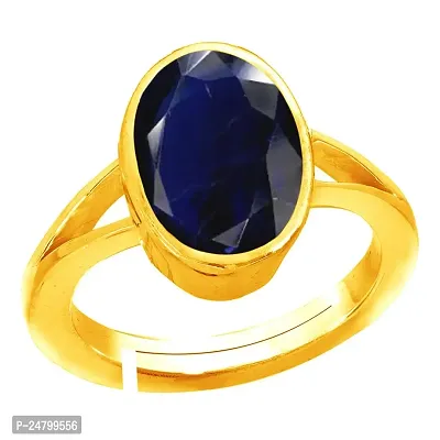 Sidharth Gems 2.25 Ratti 1.00 Carat Lab - Certified Unheated Untreatet AAA+ Quality Natural Blue Sapphire Neelam Gold Adjustable Gemstone Ring for Women's and Men's-thumb3