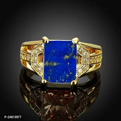 Jemskart 16.25 Ratti / 15.45 Carat Blue Lajward Stone Panchdhatu Adjustable Gold Plated Ring Natural AA++ Quality Original Lapis Lazuli Lajwart Ring-thumb3