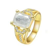 SIDHARTH GEMS 15.25 Ratti / 14.55 Carat Gold Plated Ring Natural White Sapphire Stone Certified Safed Pukhraj Adjaistaible Ring Birthstone Precious Loose Gemstone-thumb1