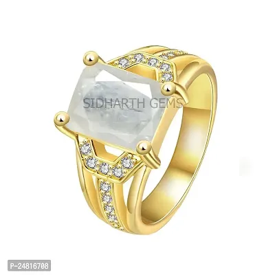 SIDHARTH GEMS 15.25 Ratti / 14.55 Carat Gold Plated Ring Natural White Sapphire Stone Certified Safed Pukhraj Adjaistaible Ring Birthstone Precious Loose Gemstone-thumb2