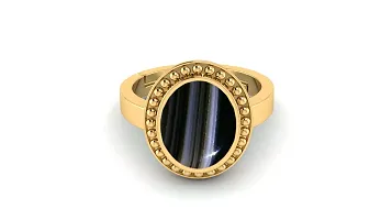 SIDHARTH GEMS 8.25 Ratti 7.00 Carat Sulemani Hakik Ring Akik Ring Original Natural Black Haqiq Precious Gemstone Hakeek Astrological Gold Plated Adjustable Ring Size 16-24 for Men and Women,s-thumb2