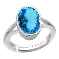 SIDHARTH GEMS Certified 3.25 Ratti 2.00 Carat Special Quality Blue Topaz Free Size Adjustable Ring Silver Plated Gemstone by Lab Certified(Top AAA+) Quality for Man or Women-thumb1