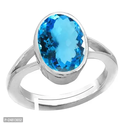 SIDHARTH GEMS Certified 3.25 Ratti 2.00 Carat Special Quality Blue Topaz Free Size Adjustable Ring Silver Plated Gemstone by Lab Certified(Top AAA+) Quality for Man or Women-thumb2