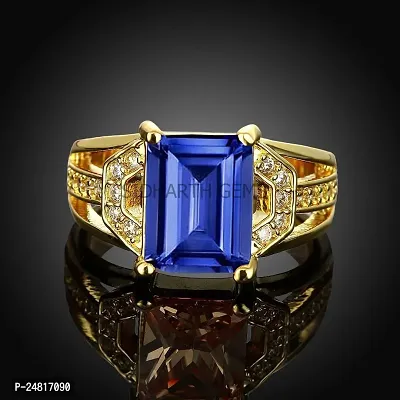 SIDHARTH GEMS Certified Unheated 15.25 Ratti A+ Quality Natural Blue Sapphire Neelam Gemstone Gold Plated Ring for Women's and Men's-thumb3