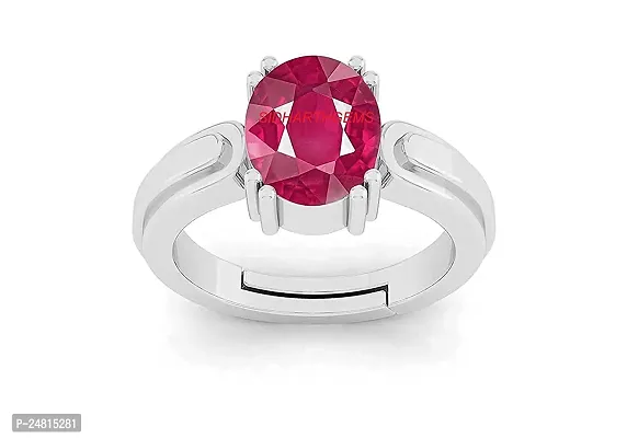 SIDHARTH GEMS 5.00 Ratti Natural Manik Lab - Certified Ruby Manik Silver Plated Adjustable Ring For Men  Women Astrological Purpose (Lab - Teseted)-thumb3