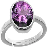 SIDHARTH GEMS 14.00 Ratti 13.00 Carat Amethyst Silver Plated Ring Katela Ring Original Certified Purple Natural Jamuniya stone Ring Astrological February Birthstone Adjustable Ring Size 16-24-thumb2