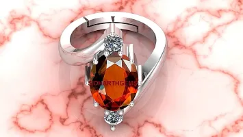 Sidharth Gems A1 Quality 10.70 Carat 11.25 Ratti Natural and Certified Natural Hessonite, Loose Gemstone Garnet Gomed Astrological Gemstone Adjustable Silver Ring for Men and Women-thumb2