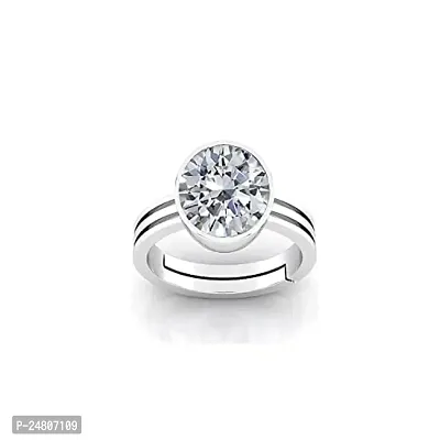 SIDHARTH GEMS 7.25 Ratti Silver Plated Adjustable Zircon American Diamond Stone Ring for Men and Women-thumb0