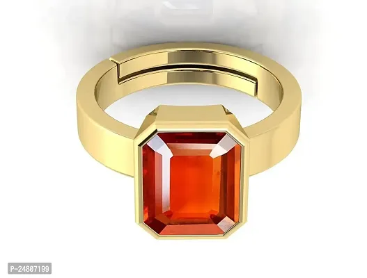 Sidharth Gems 8.00 Ratti /7.00 Carat Certified Natural Gemstone Gomed Hessonite Stone Panchdhaatu Adjustable Ring Gold Plated Ring for Man and Women-thumb4