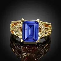 Jemskart Blue Sapphire Adjustable RING Gold Plated 6.00 Carat Unheated and Untreated Neelam Natural Ceylon Gemstone for Men and Women-thumb2