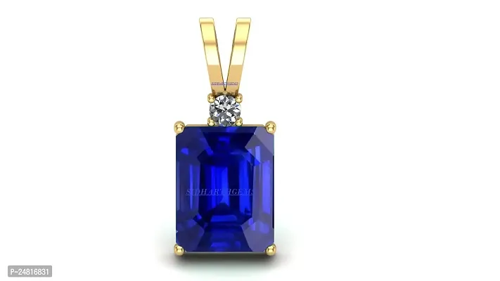 8.25 Ratti 7.00 Carat Lab - Certified Unheated Untreatet AAA+ Quality Natural Blue Sapphire Neelam Gold Stone Gemstone Pendant Locket for Women's and Men's-thumb0