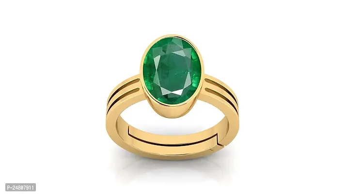Sidharth Gems 9.25 Ratti 8.40 Carat Certified Natural Emerald Panna Panchdhatu Adjustable Rashi Ratan Gold Plating Ring for Astrological Purpose Men  Women by Lab Certifeid