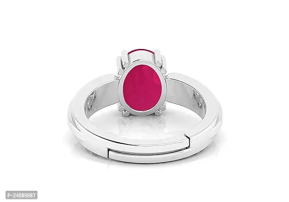 SIDHARTH GEMS 11.25 Ratti / 10.00 Carat Ruby (Manik/Manikya/Maneek) Gemstone Panchdhatu White Silver Plated Ring for Astrological Purpose {Lab - Teseted}-thumb5