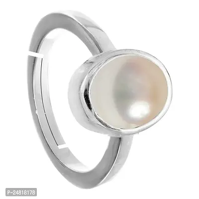 JEMSKART 7.25 Ratti 6.00 Carat Natural Pearl Certified moti Adjustable panchhdhaatu/Ashtadhatu Silver Plated Ring for Men and Women-thumb2