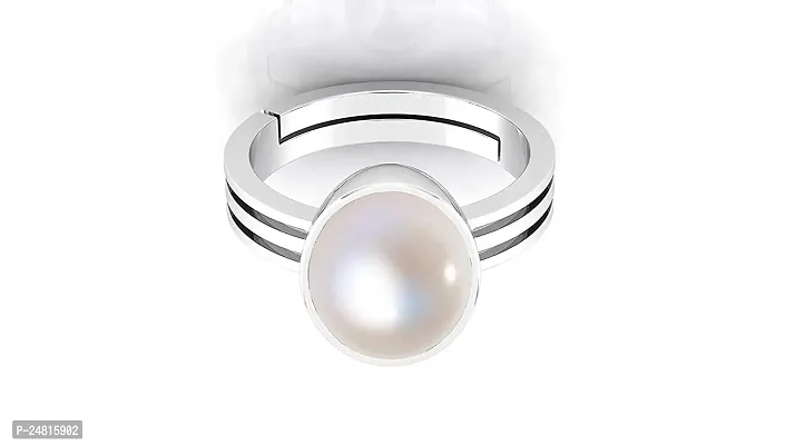 8.25 Ratti 7.00 Carat Natural Pearl Certified moti Adjustable panchhdhaatu/Ashtadhatu Silver Plated Ring for Men and Women-thumb2