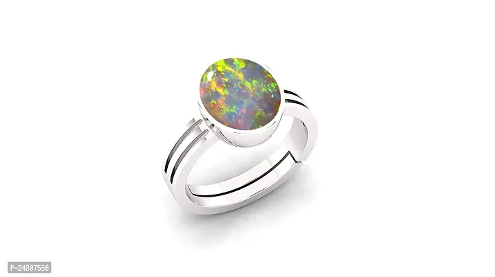 SIDHARTH GEMS 14.25 Ratti 13.00 Carat Certified Natural AA++ Quality Panchdhatu White Fire Opal Loose Gemstone Gold Plated Adjustable Ring for Men and Women-thumb0