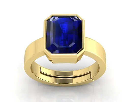 7.50 Ratti (AA++) Certified Blue Sapphire Ring (Nilam/Neelam Stone GOLD  Ring)(Size 20 to 23) for Men and Woman