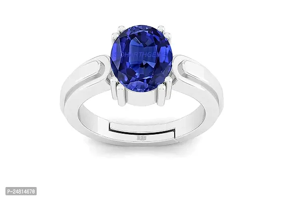 SIDHARTH GEMS 17.25 Ratti (AA++) Certified Blue Sapphire Ring (Nilam/Neelam Stone Silver Plated Ring)(Size 20 to 23) for Men and Woman-thumb4