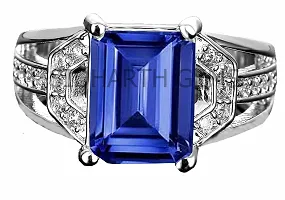 SIDHARTH GEMS 11.25 Ratti 10.00 Carat AAA+ Quality Natural Blue Sapphire Neelam Silver Plated Adjustable Gemstone Ring for Women's and Men's (Lab - Certified)-thumb1