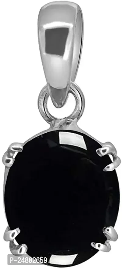 Sidharth Gems 18.25 Ratti 17.00 Carat Black Sulemani Hakik Silver Plated Pendant AAA+ Quality Natural Sulemani Hakik/Hakeek Loose Gemstone for Women's and Men's-thumb0