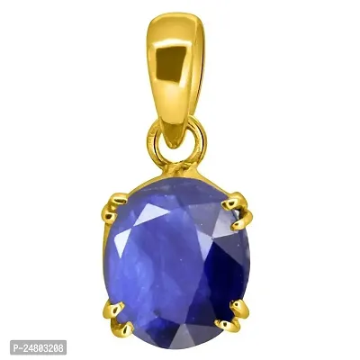 Sidharth Gems 9.25 Ratti 8.00 Carat Original Certified AAA++ Quality Natural Blue Sapphire Pendant/Locket Gold Plated Gemstone by Lab Certified(Top AAA+) Quality for Men and Women by Lab Certified-thumb0