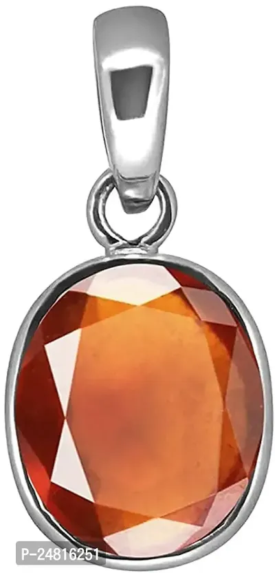 6.25 Ratti 5.47 Carat Hessonite Garnet Stone Ashtdhatu Pendant Original and Certified by GGTL Natural Gomed Gemstone Unheated and Untreated for Astrological Purpose