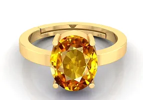 Certified Unheated Untreatet 7.00 Carat A+ Quality Natural Yellow Sapphire Pukhraj Gemstone Gold Plated Ring for Women's and Men's-thumb1