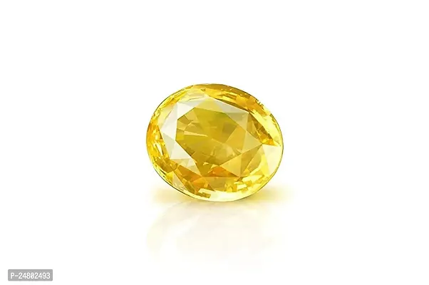 Sidharth Gems 8.25 Ratti/7.20 Carat AAA Certified Natural Yellow Sapphire Silver Plated Pendant/Locket for Men and Women-thumb2