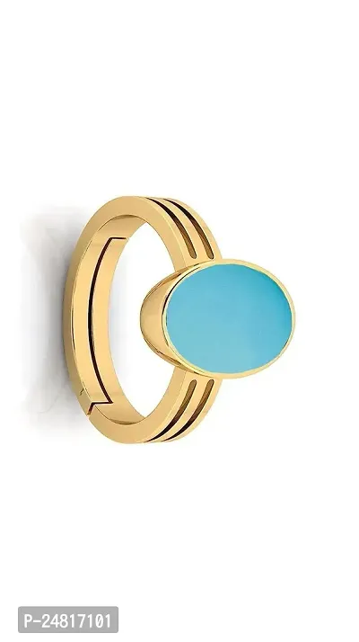 JEMSKART 7.25 Ratti 6.00 Carat Turquoise Firoza Sky Blue Gemstone Panchdhatu Adjustable Gold Plated Ring for Men-thumb2