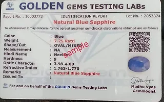 SIDHARTH GEMS Stone Original Neela Pukhraj Stone 9.25 Ratti Birthstone Nila Nag Natural Transparent Blue Topaz Stone Original Certified ????? ???? ??? Topaj Stone Mani Neela Pathar ????? ????-thumb3