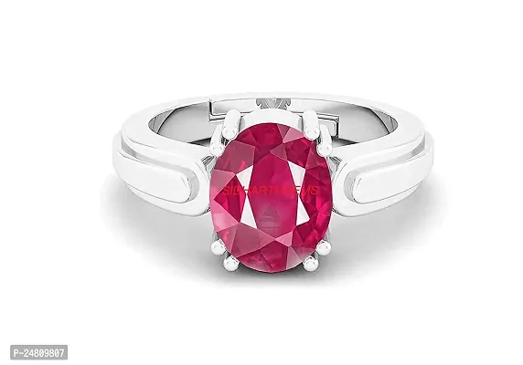 SIDHARTH GEMS 11.25 Ratti / 10.00 Carat Ruby (Manik/Manikya/Maneek) Gemstone Panchdhatu White Silver Plated Ring for Astrological Purpose {Lab - Teseted}-thumb3