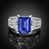 SIDHARTH GEMS 11.25 Ratti 10.00 Carat AAA+ Quality Natural Blue Sapphire Neelam Silver Plated Adjustable Gemstone Ring for Women's and Men's (Lab - Certified)-thumb2