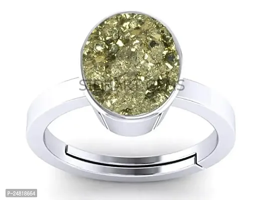 SIDHARTH GEMS 12.25 Ratti 11.25 Crt Natural Pyrite Ring Genuine Stone Silver Plated Ring With Adjustable Size For Men And Women