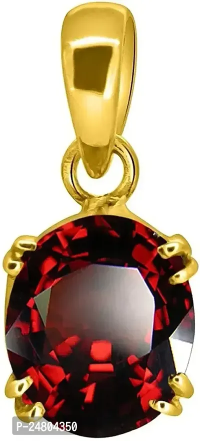 Sidharth Gems Natural Certified 5.25 Ratti or 4.50 Carat Hessonite (Gomed) Gold Plated Pendant for Men and Women