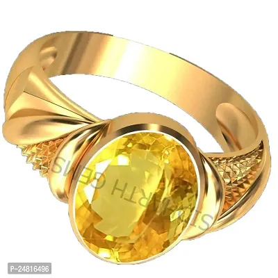 SIDHARTH GEMS 16.25 Ratti 15.00 Carat Citrine Ring Sunela Certified Natural Original Oval Cut Precious Gemstone Citrine Gold Plated Adjustable Ring Size 16-54-thumb4