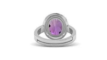 SIDHARTH GEMS 9.00 Ratti 8.00 Carat Amethyst Silver Plated Ring Katela Ring Original Certified Natural Amethyst Stone Ring Astrological Birthstone Adjustable Ring Size 16-24 for Men and Women,s-thumb3