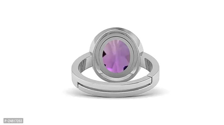 SIDHARTH GEMS 9.00 Ratti 8.00 Carat Amethyst Silver Plated Ring Katela Ring Original Certified Natural Amethyst Stone Ring Astrological Birthstone Adjustable Ring Size 16-24 for Men and Women,s-thumb4