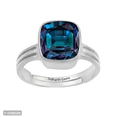 Sidharth Gems Certified Unheated Untreatet 5.25 Ratti 4.32 Carat A+ Quality Natural Alexandrite Ring Silver Plated for Women's and Men's