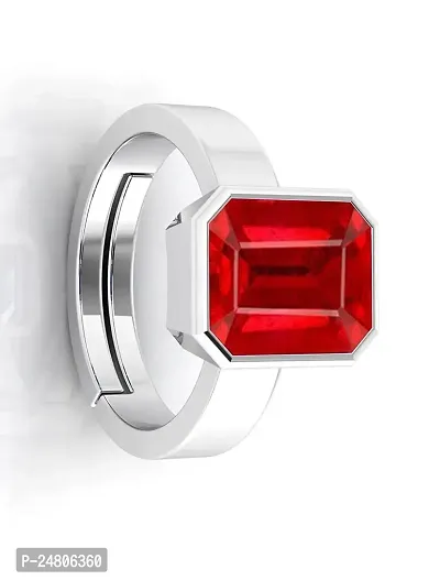 Sidharth Gems 9.00 Ratti 8.00 Carat A+ Quality Natural Burma Ruby Manik Unheated Untreatet Gemstone Silver Plated Ring for Women's and Men's{GGTL Lab Certified}-thumb2