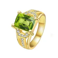 SIDHARTH GEMS 10.00 Carat Certified Natural Green Peridot Gemstone Gold Plated Adjustable Ring/Anguthi for Men and Women-thumb1