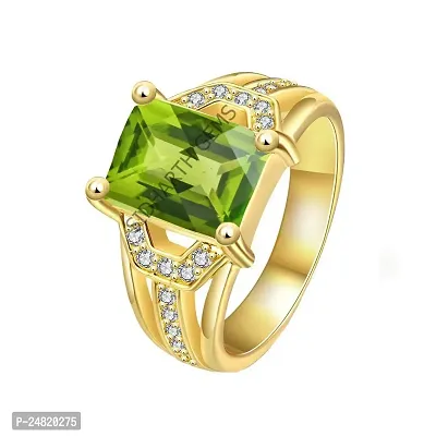 SIDHARTH GEMS 10.00 Carat Certified Natural Green Peridot Gemstone Gold Plated Adjustable Ring/Anguthi for Men and Women-thumb2