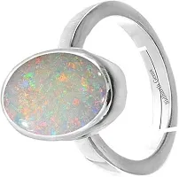 JEMSKART Certified 12.25 Ratti / 11.50 Carat German Silver Plated White Opal Fire Ring Astrological Gemstone Silver Ring for Women and Men-thumb2