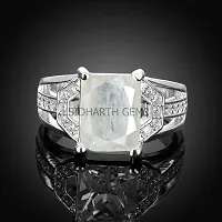 SIDHARTH GEMS Men's 8.25 Ratti White Sapphire Silver Plated Ring Lab Certified Loose Gemstone Certified Safed Pukhraj Adjaistaible Ring-thumb2