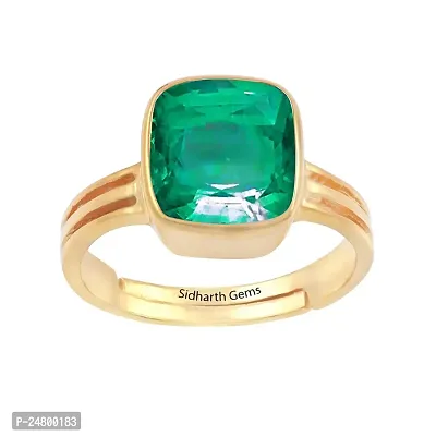 Sidharth gems 14.25 Ratti 13.00 Carat Certified Natural Emerald Panna Panchdhatu Adjustable Rashi Ratan Gold Plating Ring for Astrological Purpose Men  Women-thumb0