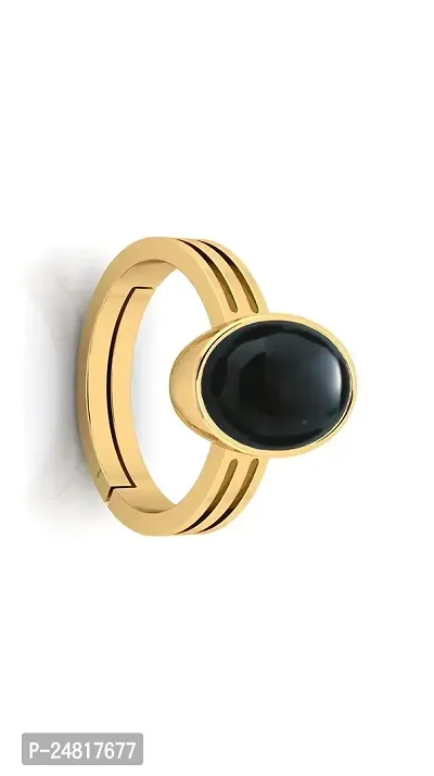 SIDHARTH GEMS 8.25 Ratti 7.00 Carat Sulemani Hakik Ring Akik Ring Original Natural Black Haqiq Precious Gemstone Astrological Gold Plated Adjustable Ring Size 16-24 for Men and Women-thumb2