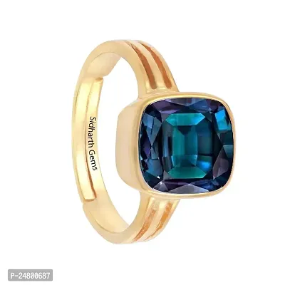 Sidharth Gems Certified Unheated Untreatet 2.25 Ratti 1.32 Carat A+ Quality Natural Alexandrite Ring Gold Plated for Women's and Men's-thumb2