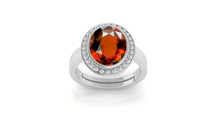 ANUJ SALES 9.00 Ratti 8.00 Carat Gomed Silver Ring Ceylon Loose Gemstone  Lab - Certified Natural AA+ Quality Hessonite Garnet Adjustable Silver Ring  for Man and Women : Amazon.in: Jewellery